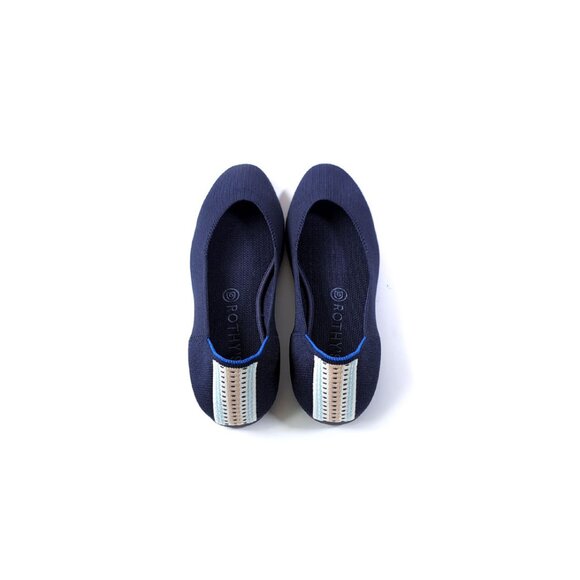 ROTHYS SIZE 9.5 Womens Navy Blue Square Toe Flats - Picture 1 of 10